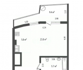 1-комн, 45кв м, этаж 9/20 набережная Ленина, 4