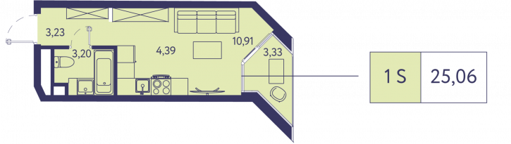 1-комн квартира в новом доме Объездная дорога 6