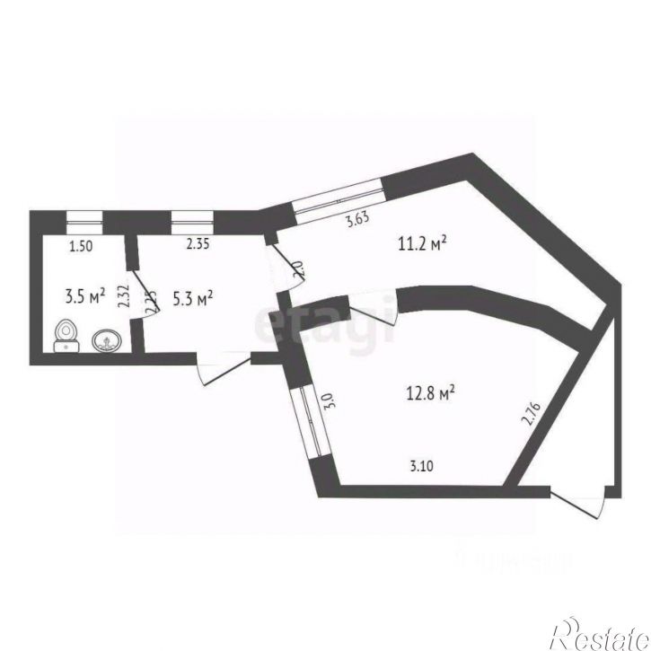 1-комн квартира ул Коцюбинского, 5,  д. 5