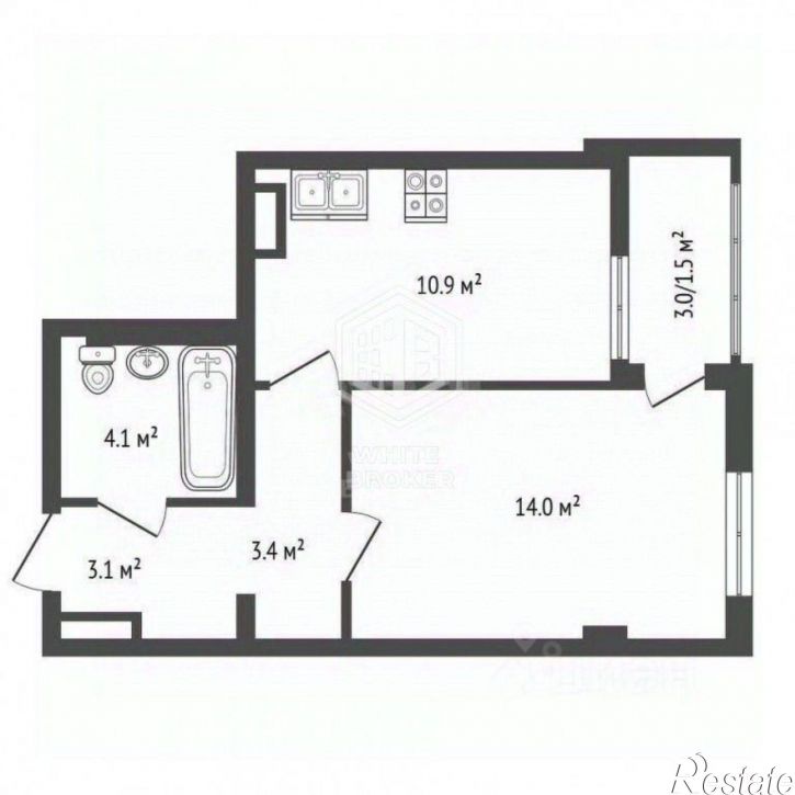 2-комн квартира Южнобережное шоссе, 2А к2,  д. 2А к2