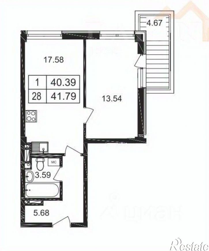 1-комн квартира ул Геологов, 7 1,  д. 7 1,  к. 1