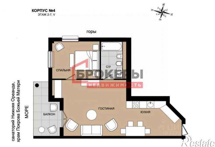 2-комн квартира муниципальный округ Ялта