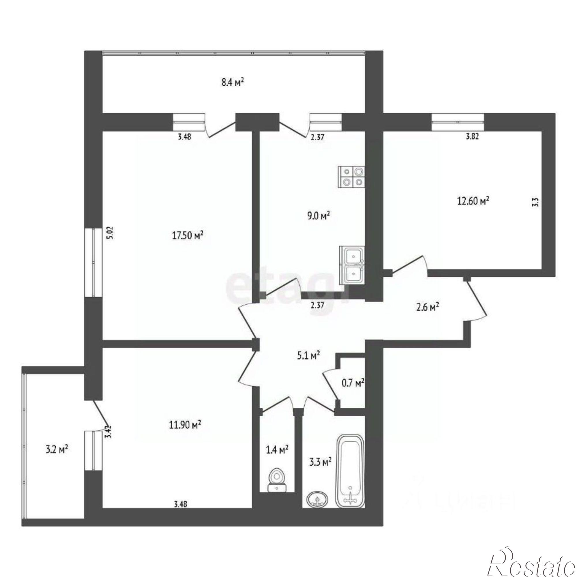 Купить квартиру за 9 400 000 рублей на ул Н.Тамарлы, 5