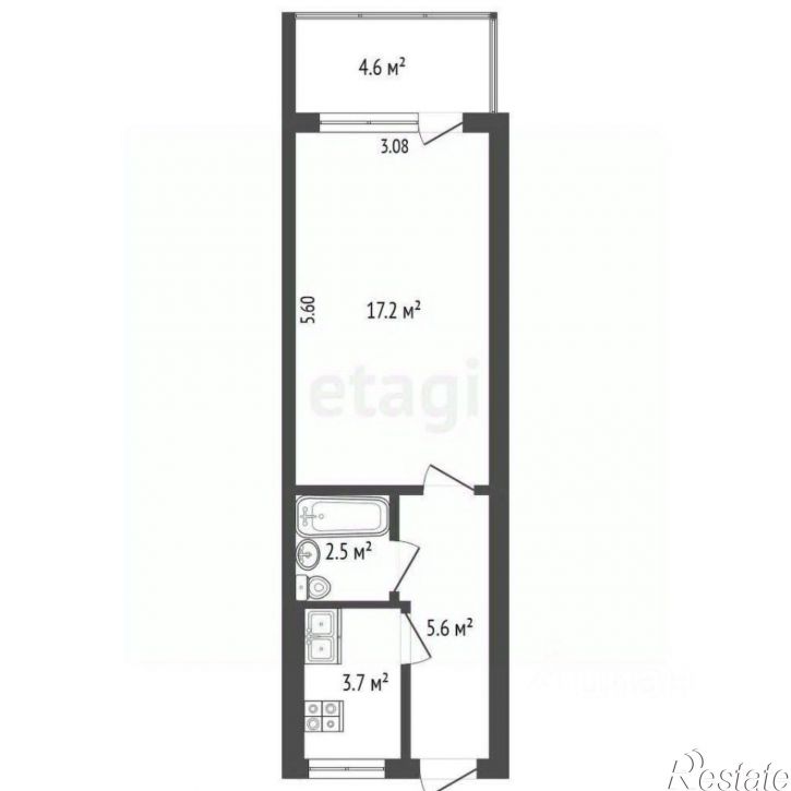 1-комн квартира улица Кирова, 134,  д. 134