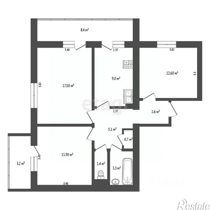 3-комн квартира ул Н.Тамарлы, 5,  д. 5