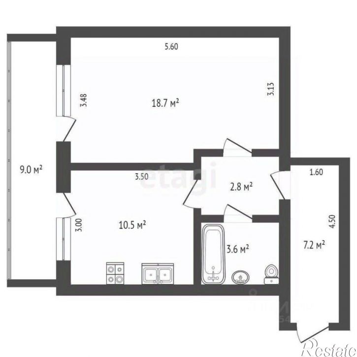 1-комн квартира Южнобережное шоссе, 13,  д. 13