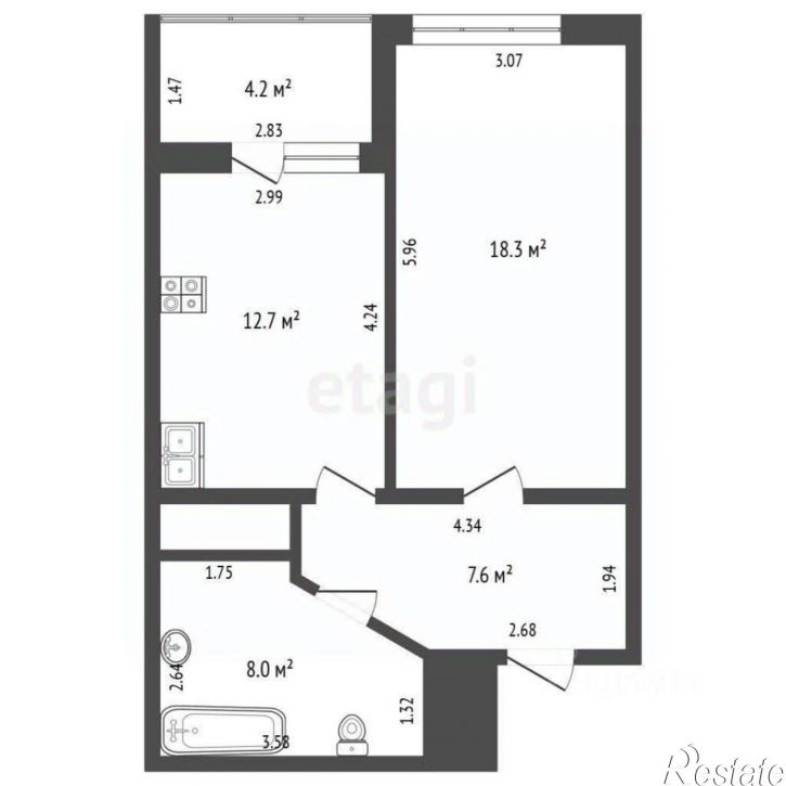 1-комн квартира улица Крупской, 52,  д. 52