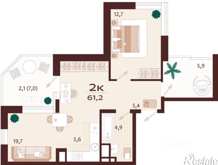 2-комн квартира в новом доме ул Изобильная, 2,  д. 2