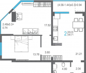 2-комн, 64 кв м, этаж 2/17 ул Красных Партизан, 32