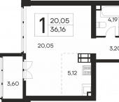 1-комн, 37 кв м, этаж 17/19 улица Кирова, 155А к2
