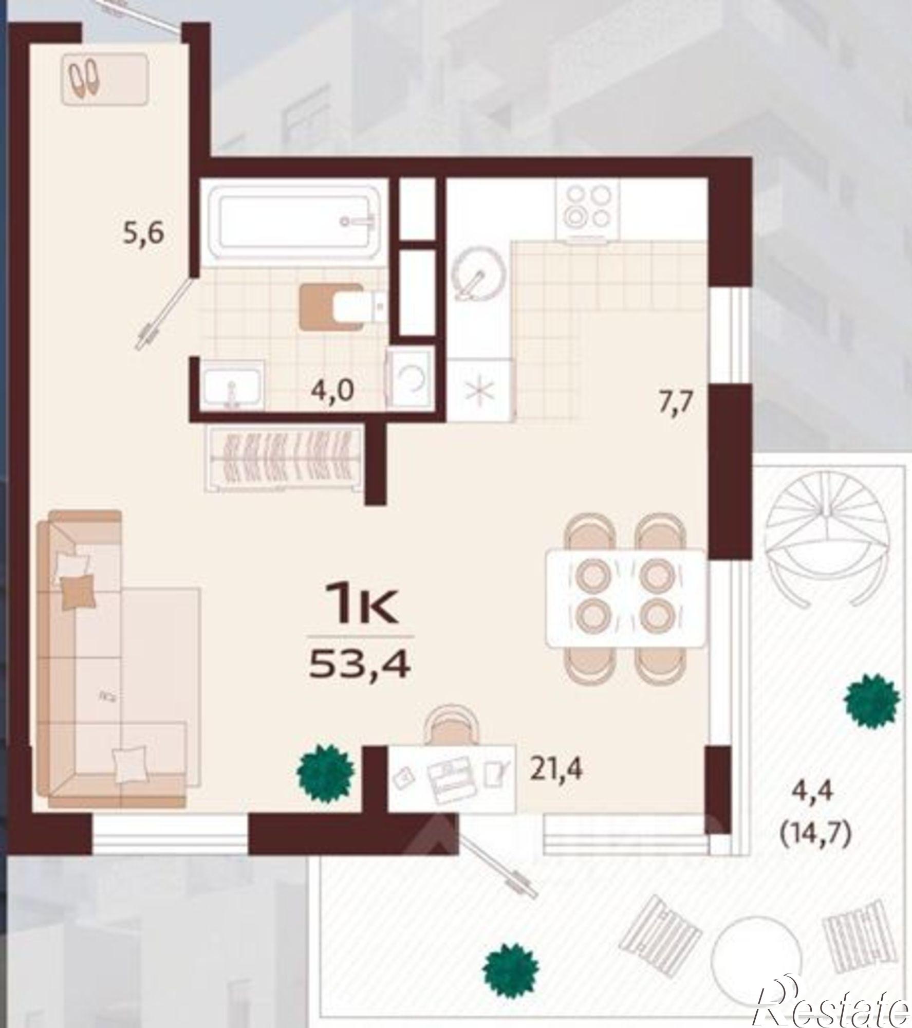 Купить квартиру за 24 350 000 рублей на ул Спендиарова, 1
