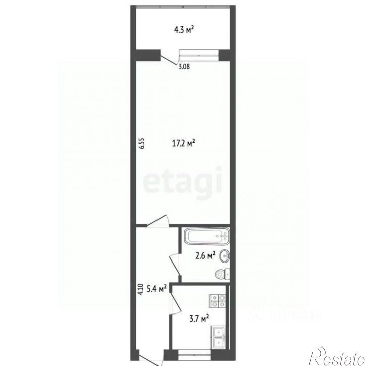 1-комн квартира улица Грибоедова, 5 к1,  д. 5 к1