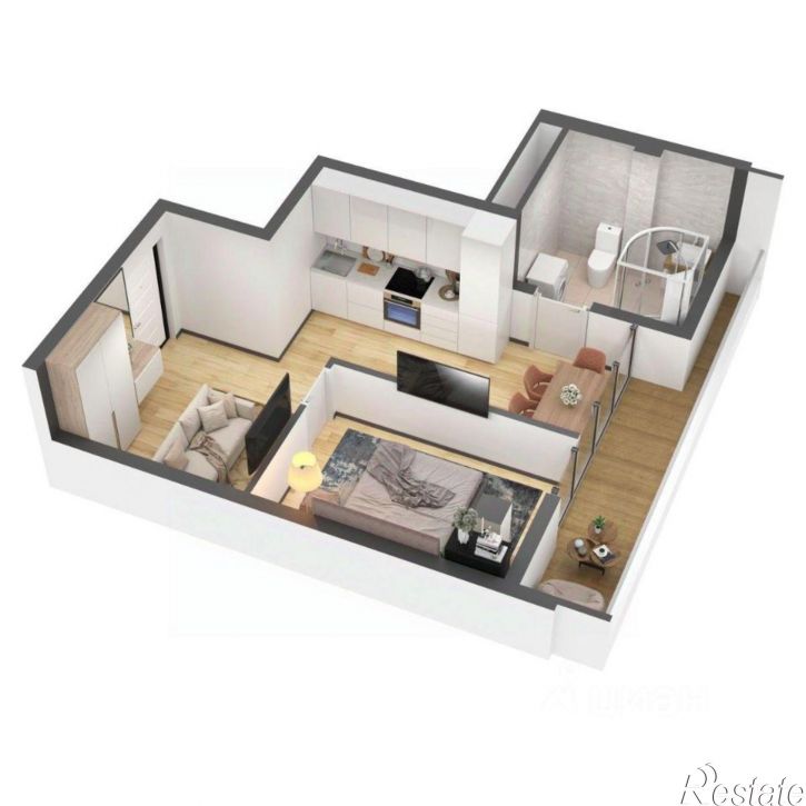 1-комн квартира в новом доме городской округ Ялта