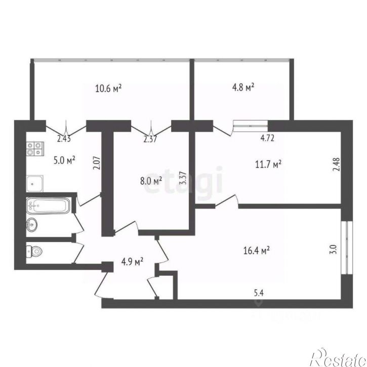 3-комн квартира ул Горького, 5,  д. 5