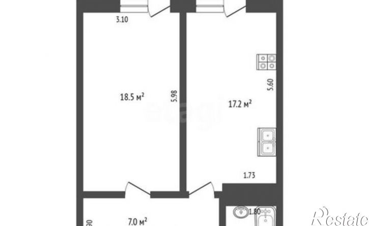 1-комн квартира улица Крупской, 52,  д. 52