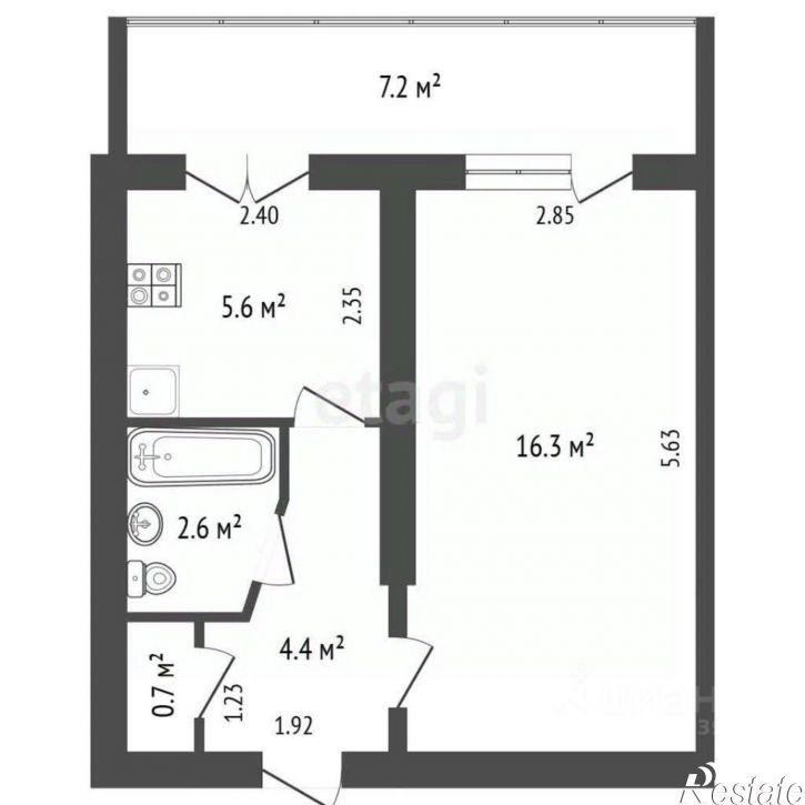 1-комн квартира ул Горького, 6,  д. 6