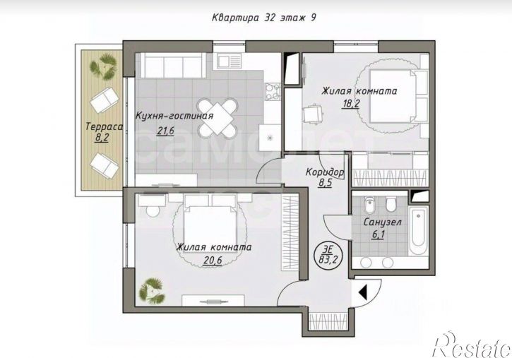 2-комн квартира улица Руданского, 49А,  д. 49А