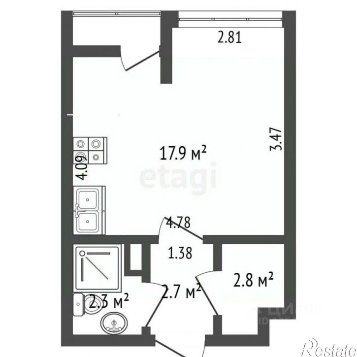 1-комн квартира улица Блюхера, 40,  д. 40