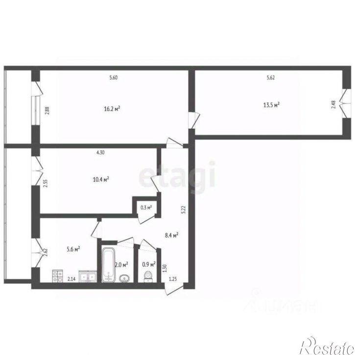 3-комн квартира улица Горького, 6,  д. 6