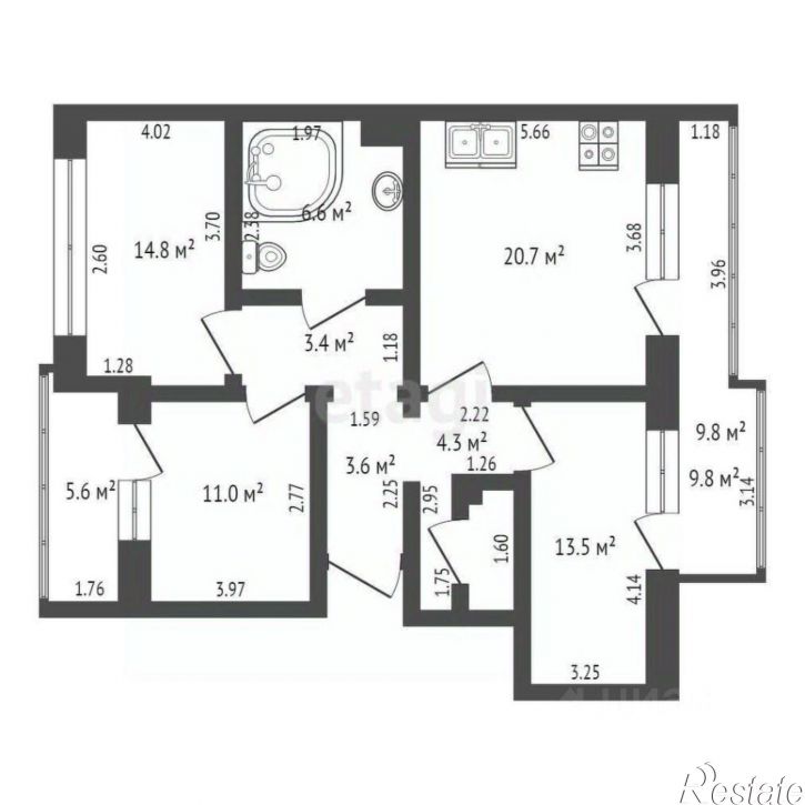3-комн квартира улица Сеченова, 10 к3,  д. 10 к3