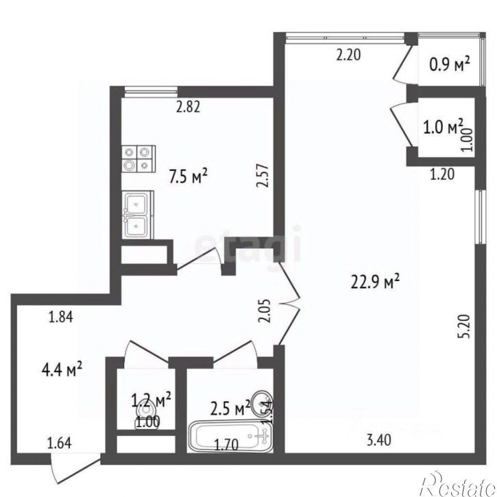 1-комн квартира улица Сеченова, 21/31 к1,  д. 21/31 к1