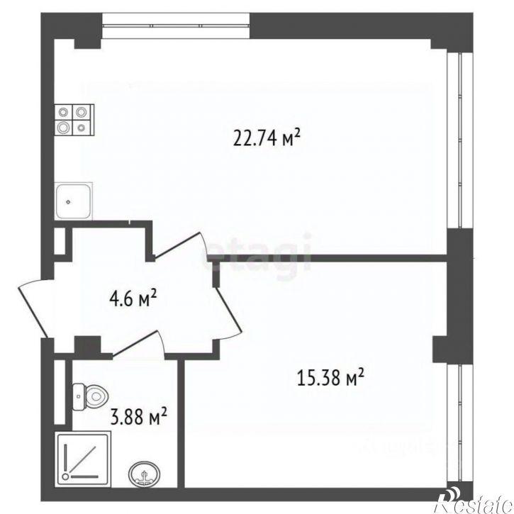 2-комн квартира ул Грибоедова, 15,  д. 15