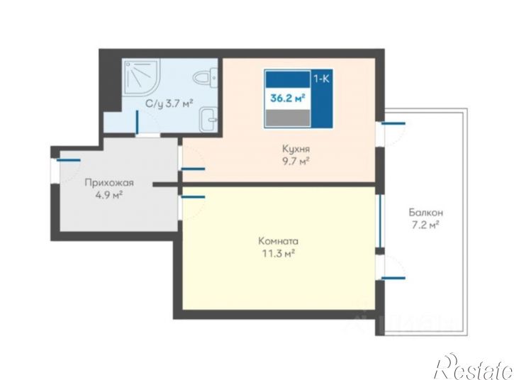 1-комн квартира ул Ленинградская, 34,  д. 34
