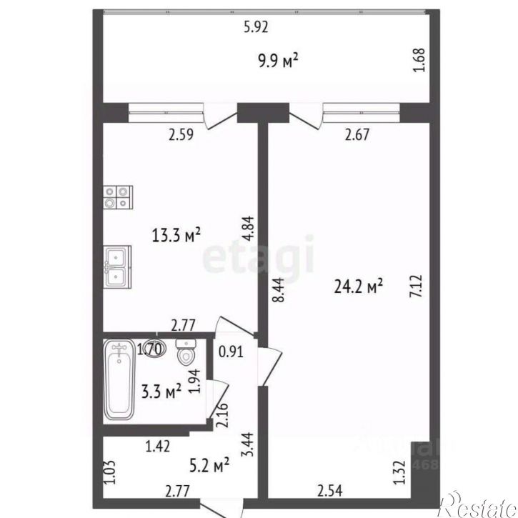2-комн квартира ул Геологов, 7А,  д. 7А