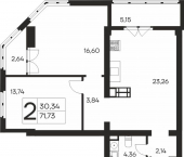 2-комн, 71 кв м, этаж 15/19 ул Кирова, 138
