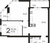 2-комн, 71 кв м, этаж 17/19 ул Кирова, 138