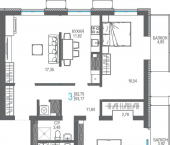 3-комн, 93 кв м, этаж 16/16 Бакунинский пр-д, 11