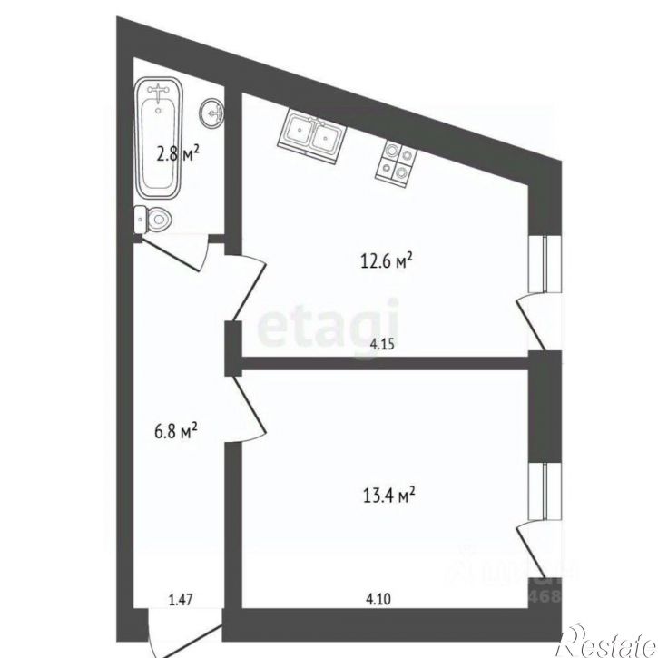 2-комн квартира ул Заречная, 12,  д. 12