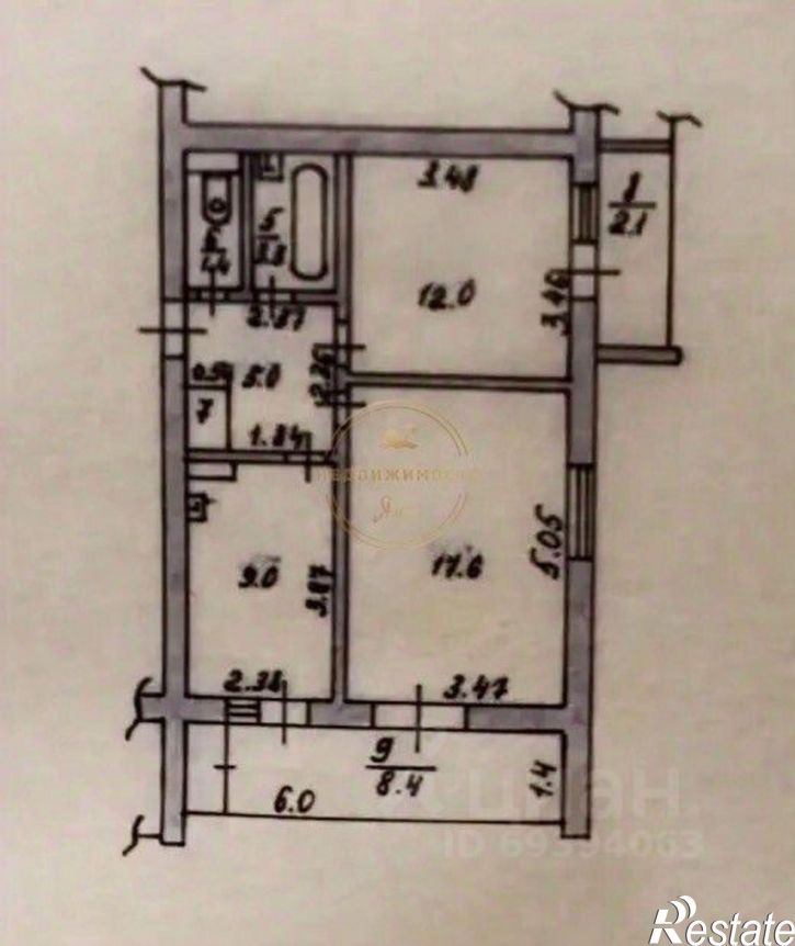 2-комн квартира Никита п.г.т., Без названия ул., д.2