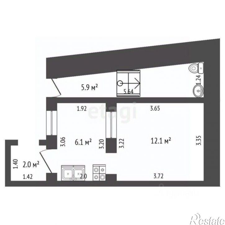 1-комн квартира ул Ленинградская, 3,  д. 3