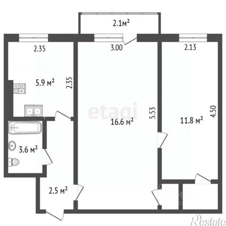 2-комн квартира ул Щербака, 21,  д. 21