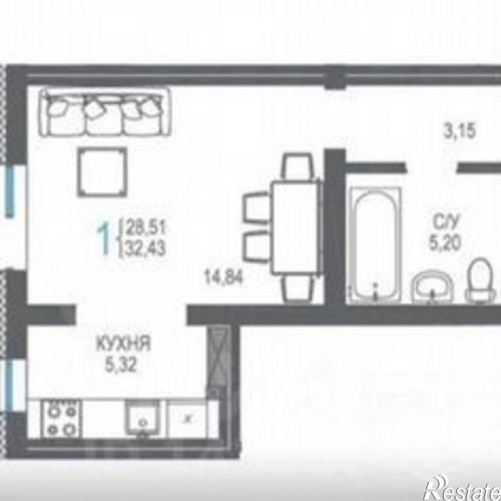 1-комн квартира Бакунинский пр-д, 11,  д. 11