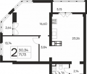 2-комн, 70 кв м, этаж 12/19 улица Кирова, 155А к2