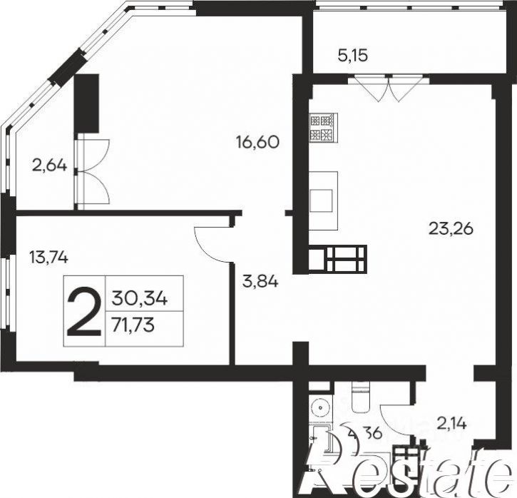 2-комн квартира в новом доме улица Кирова, 155А к2,  д. 155А к2