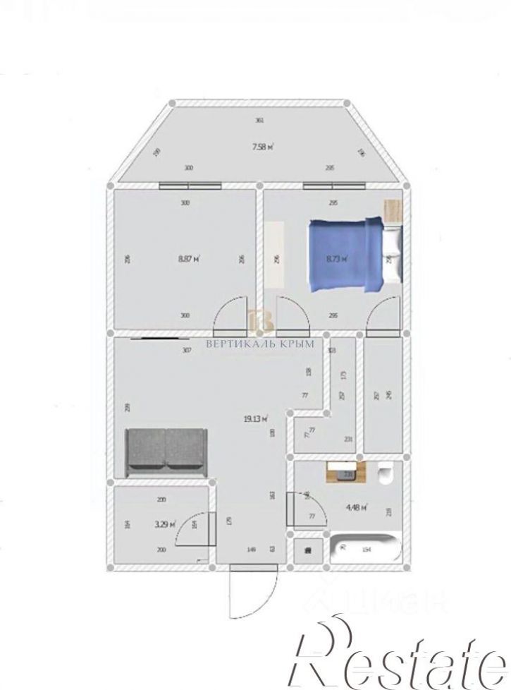 3-комн квартира Московская улица, 15 к7,  д. 15 к7