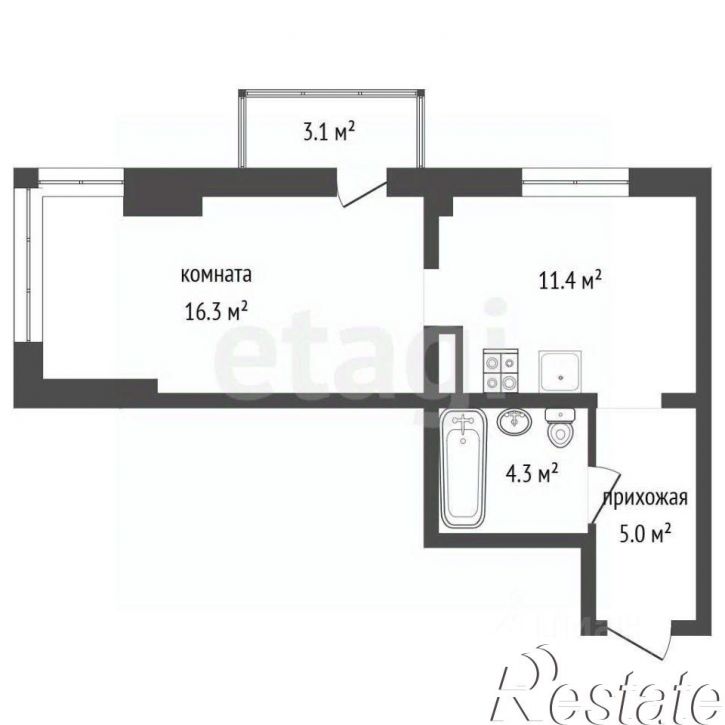 1-комн квартира Южнобережное шоссе, 2А к1,  д. 2А к1