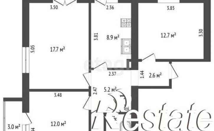 3-комн квартира улица Найдёнова, 3,  д. 3
